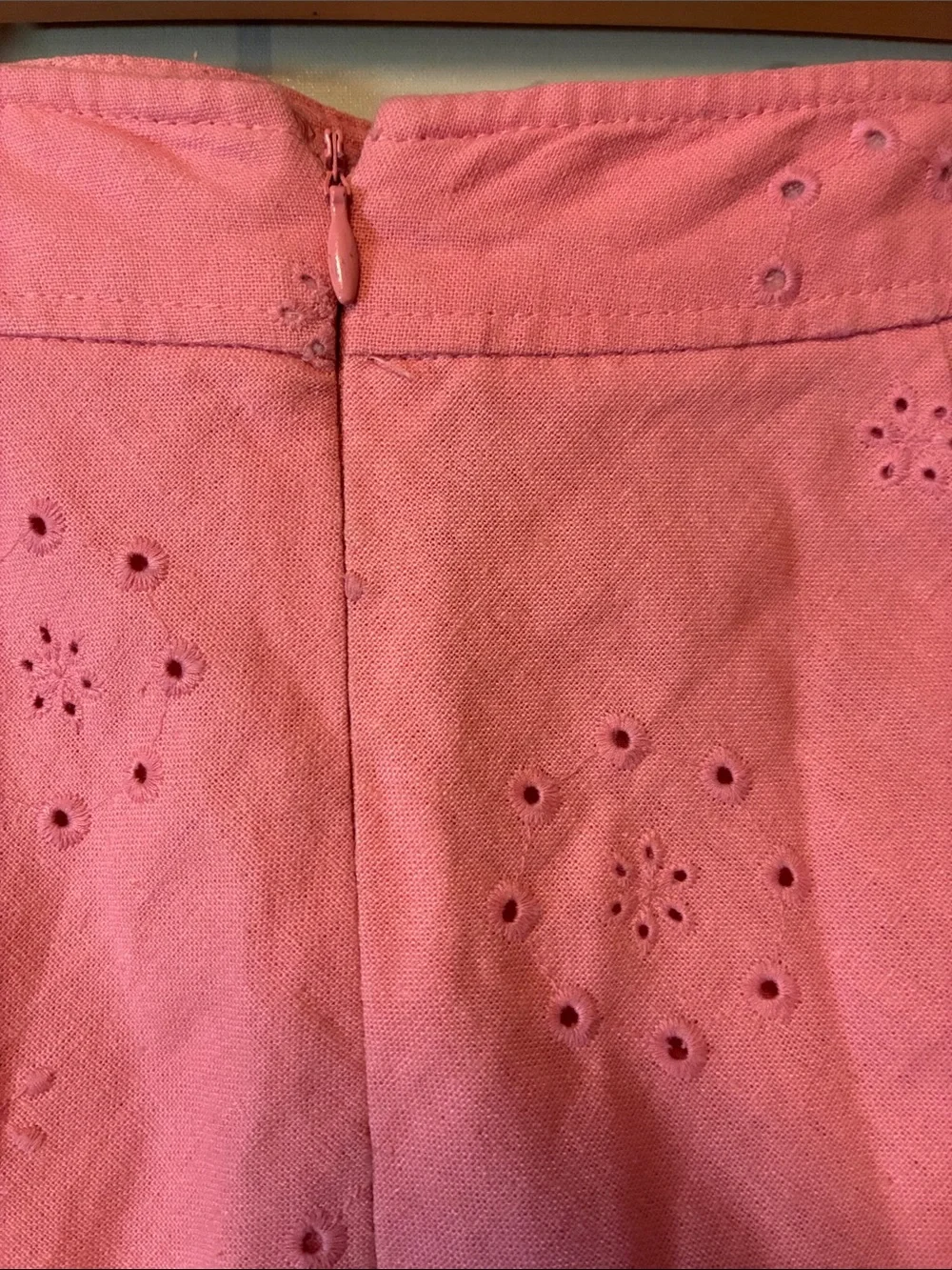 Norton McNaughon Eyelet A-Line Linen Skirt Sz8 Vintage